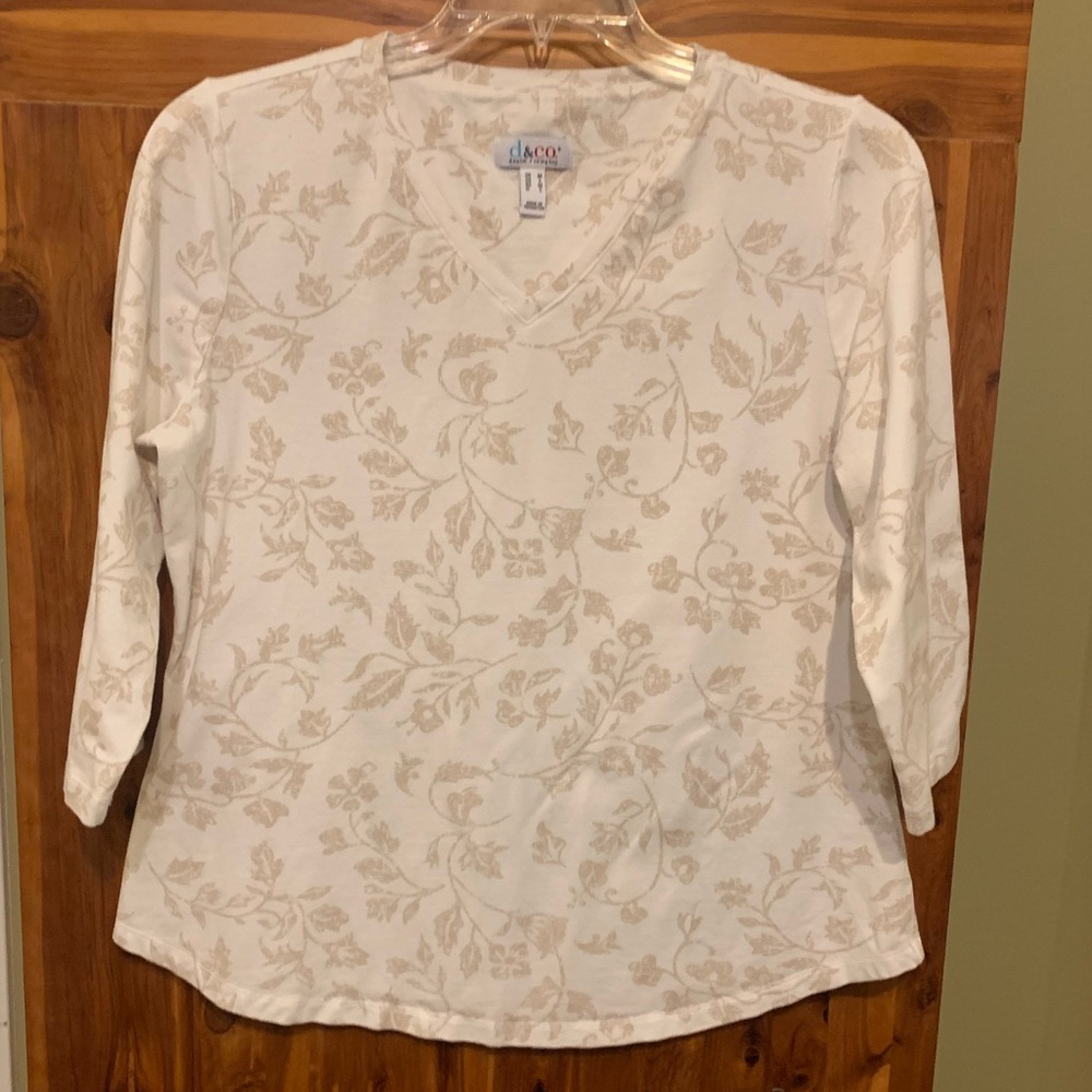 Denim & Co. Printed 3/4 Sleeve V-neck Top